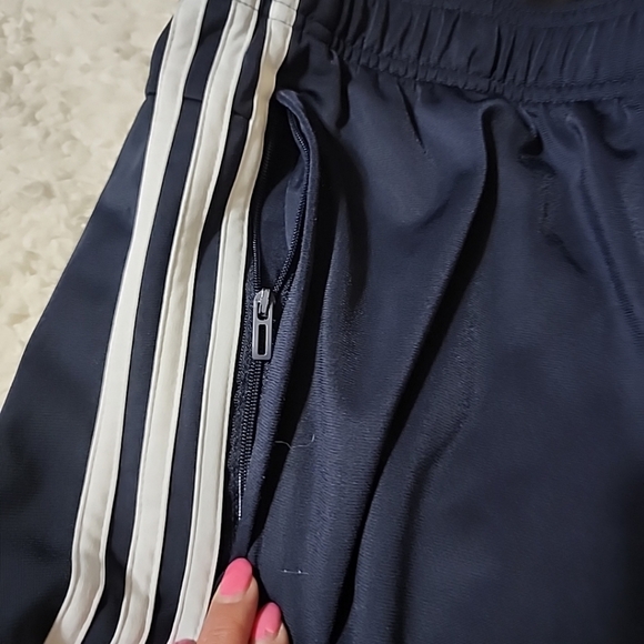 Adidas Soccer Pants Running Pants Navy Blue White Zip Bottom Legs Men's Medium - Picture 7 of 11